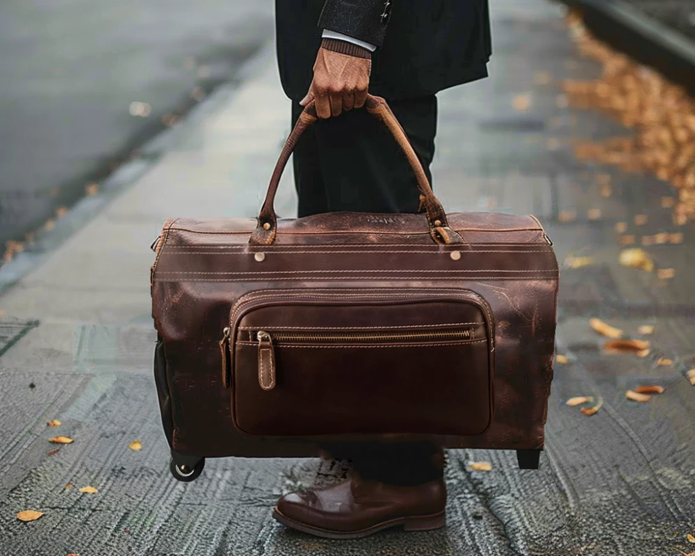 leather rolling carry on luggage